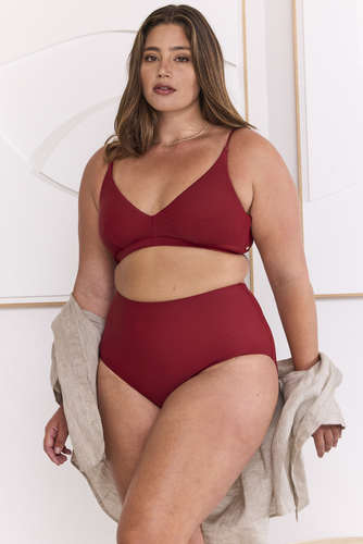 MOMA High - Waisted Burgundy Bikini Bottoms