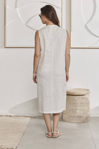 MOMA Relaxing Linen Sleeveless Holiday Dress