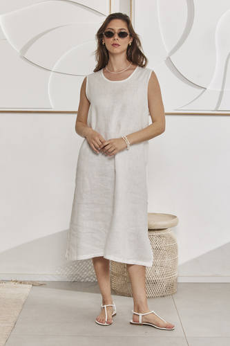 MOMA Relaxing Linen Sleeveless Holiday Dress