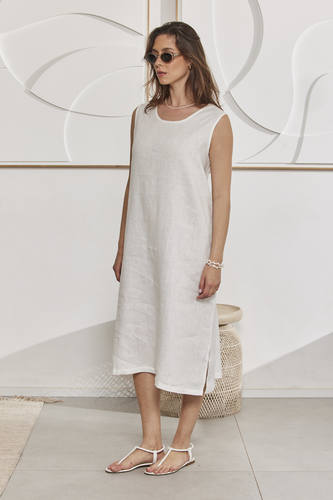 MOMA Relaxing Linen Sleeveless Holiday Dress