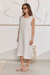 MOMA Relaxing Linen Sleeveless Holiday Dress