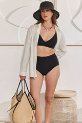 MOMA Elegant High - Waisted Black Bikini Bottoms