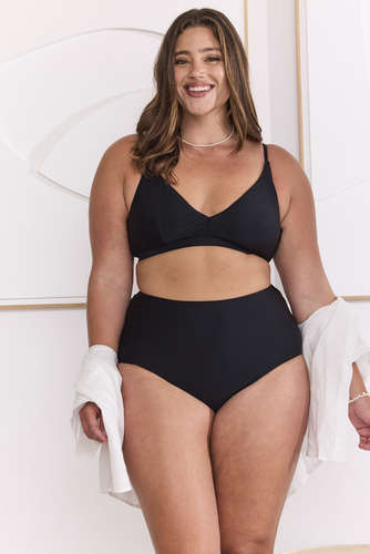 MOMA Elegant High - Waisted Black Bikini Bottoms