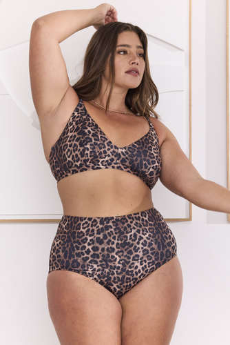 MOMA Timeless Leopard V - Neck Swimwear Top