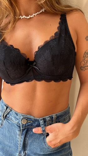 MOMA Black Lace Underwire Bra – Sophisticated Floral Elegance