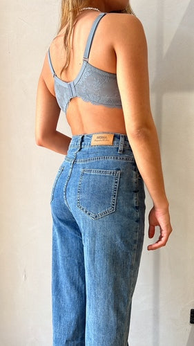 MOMA Grey-Blue Lace Bra – Sophisticated Floral Elegance & Support