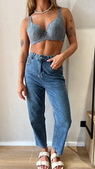 MOMA Grey-Blue Lace Bra – Sophisticated Floral Elegance & Support