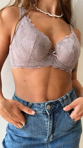 MOMA Dusty Pink Lace Bra – Elegant Floral Underwire Lingerie for Everyday Comfort
