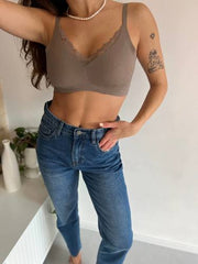 MOMA V - Neck Lace Bra: Soft Support & Chic Look
