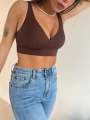 MOMA Chocolate Brown Bra: Deep V - Neck for Bold Femininity