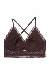 MOMA Brown Lace - Trimmed Bra: Elegant Halter Neck, Timeless Charm