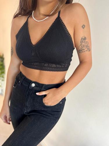 MOMA Black Lace Bra: Deep V - Neck for Edgy Femininity